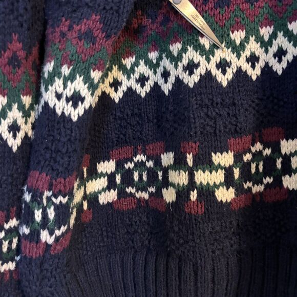 VTG Eddie Bauer Fair Isle Sweater Mens L Grandpa Fisherman Cozy Hygge Made in US - Picture 6 of 10
